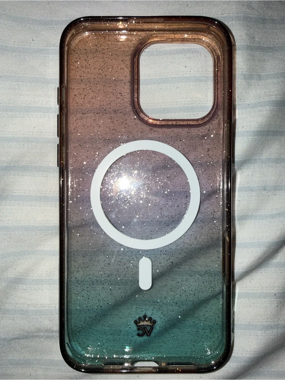 Velvet Caviar Ombre Glitter MagSafe Phone Case in Green and Purple